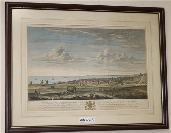 Canot after Lambert coloured engraving, Lamberts Correct View of Brighthelmston in 1765, published 1817, 41 x 61cm.